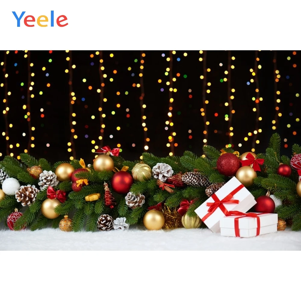 Рождественский фон с ветками золотой шар Блестящий светильник для детской