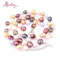 7 8mm top drilled multicolor freshwater pearl necklace white purple natural freshwater pearl beaded necklace for women 17
