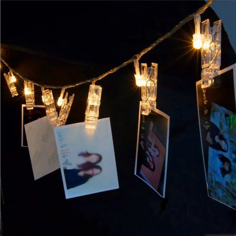 

10/20/60 LED Photo Clip Battery Powered Fairy Light Street Garland Baby Shower Wedding Decor Christmas Decoration for Home