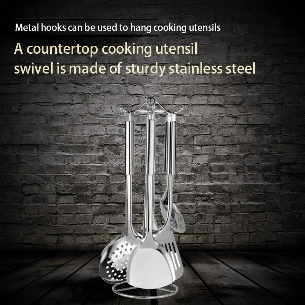 

7pcs Kitchen Cooking Tools Set Stainless Steel Multifunctional Cooking Accessories Spatula Colander Spoon Fork Home Cooking Tool