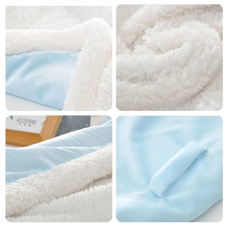 

Newborn Ultra-Soft Plush Infants Swaddling Sleepsack Baby Swaddle Blanket Sleeping Bag Universal Hooded Stroller Wrap