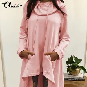 Осенняя Асимметричная кофта с длинным рукавом, женские толстовки с капюшоном, Длинные пуловеры, топы, Повседневная однотонная Свободная Толстовка С Карманами 5XL