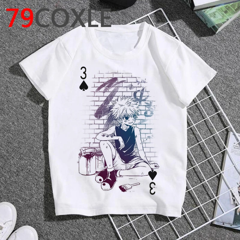 

Детская футболка hunter x hunter для мальчиков и девочек, милый Рисунок Аниме, с графическим принтом, короткая футболка