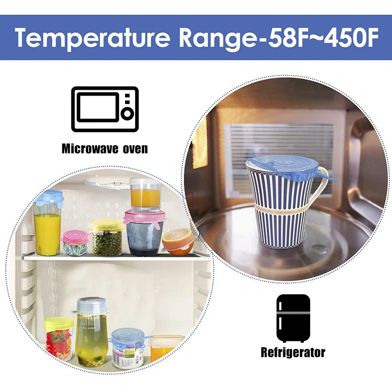 Силиконовые растягивающиеся многоразовые крышки для хранения пищевых продуктов