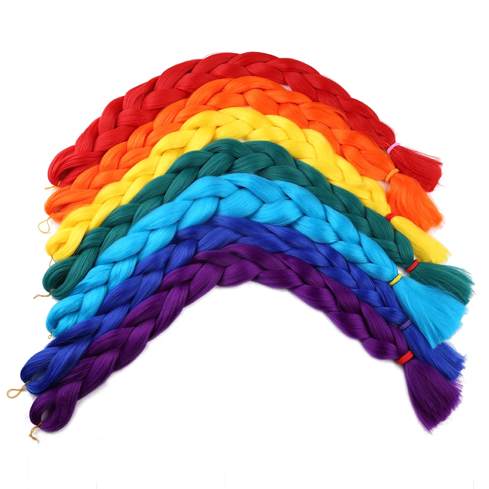 

41InchBraiding Hair Synthetic Jumbo Braid 165g Ombre Extensions Faux Locs Crochet Hair BlondeYellow Red Blue Pink White