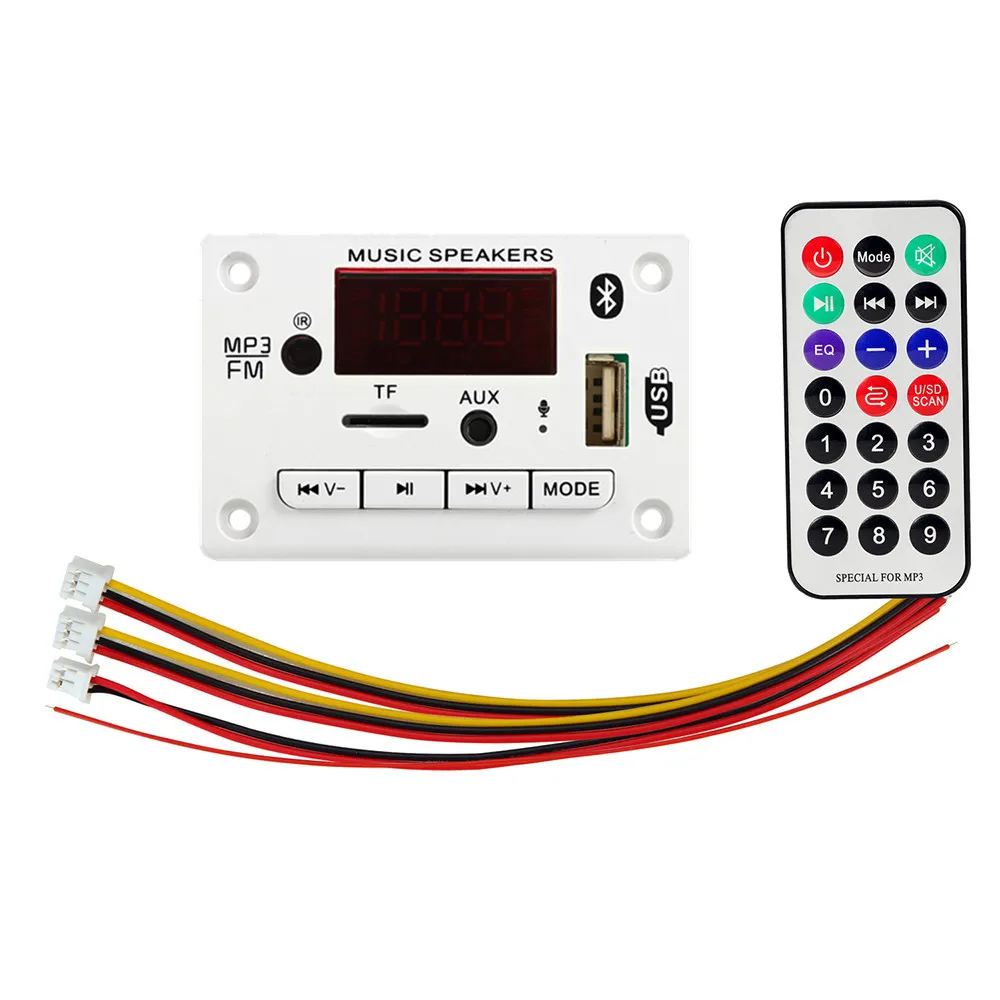 

5V 12V Bluetooth 5.0 MP3 Decoding Board Module Wireless Car USB MP3 Player TF Card Slot USB FM with Microphone Handsfree control