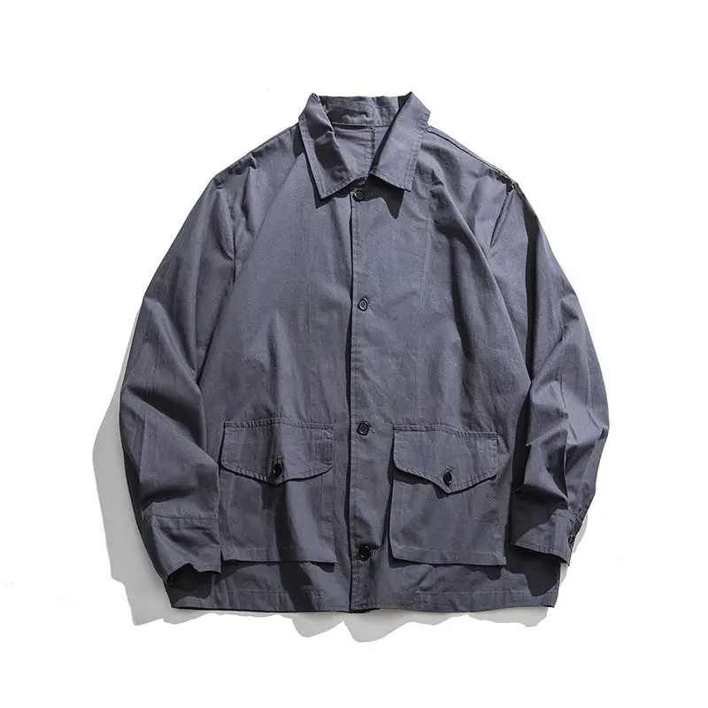 

2020 Men's Fashion Trend Large Pocket Coats Loose Streetwear Bomber Jacket Grey/white Color Windbreaker High-quality Outerwear