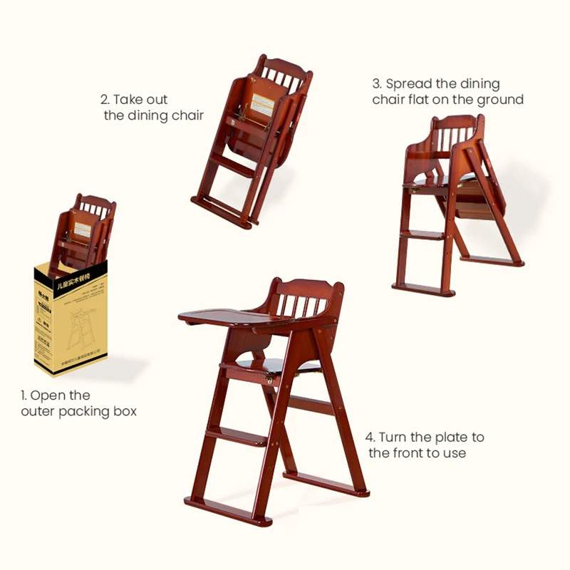 Baby Dining Chair Children Table Solid Wood Portable Multifunctional Foldable Family Outdoor Hotel Seat | Мать и ребенок