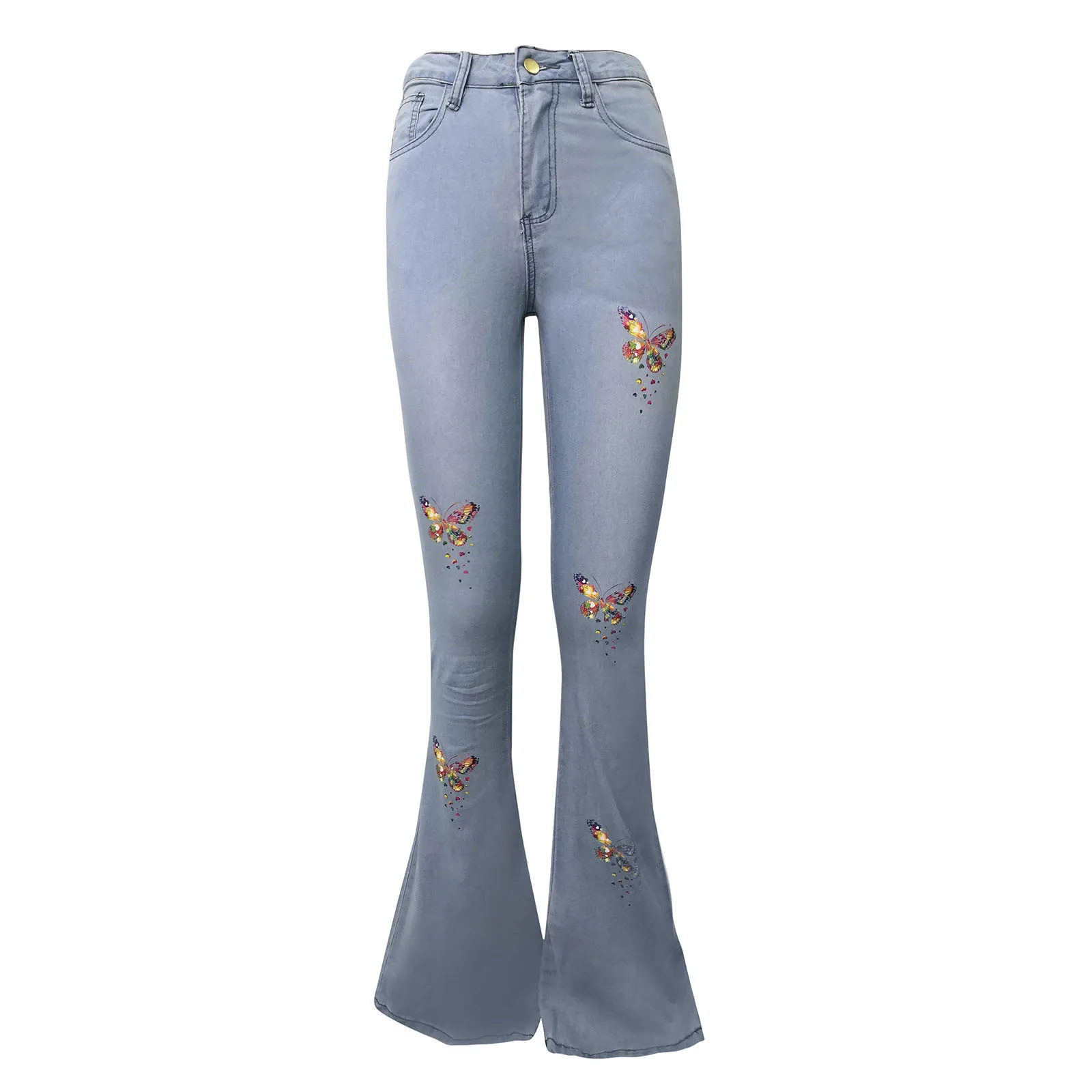 

Women Skinny Pencil Denim Jeans Stretch Slim Fitness Pants Trousers Butterfly Fashion Stretch Micro Flared Casual Pants
