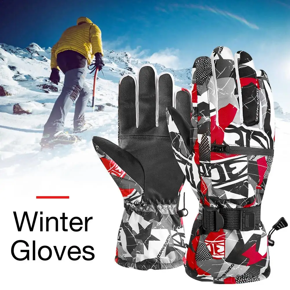 

Ski Gloves Unisex Winter Windproof Warm Gloves With Zipper Pocket Waterproof Sports Gloves For Outdoor Cycling Fishing Camping