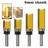 1-4pc 8MM shank 2 Flute Straight Router Bit Woodworking Tools for Wood Carbide Milling Cutter Clearing Edge Trimming Knife