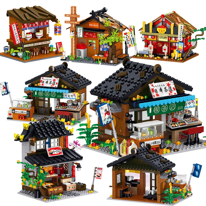 

Миниатюрные строительные блоки, японские домики на дереве, уличный магазин, модель для зданий баров и клубов, Сакура Инари, храм, городская а...