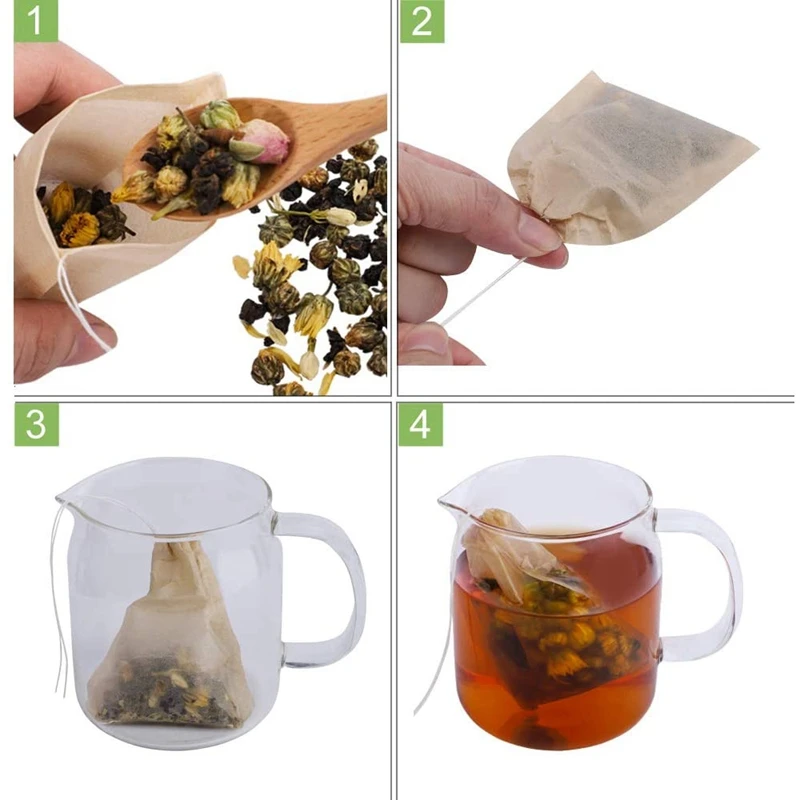 Bolsitas de t&eacute; biodegradables, bolsa de t&eacute; ecol&oacute;gica con cord&oacute;n, filtro de bolsas de t&eacute; para hojas sueltas/t&eacute;/hierbas en polvo, 1000 Uds.-5