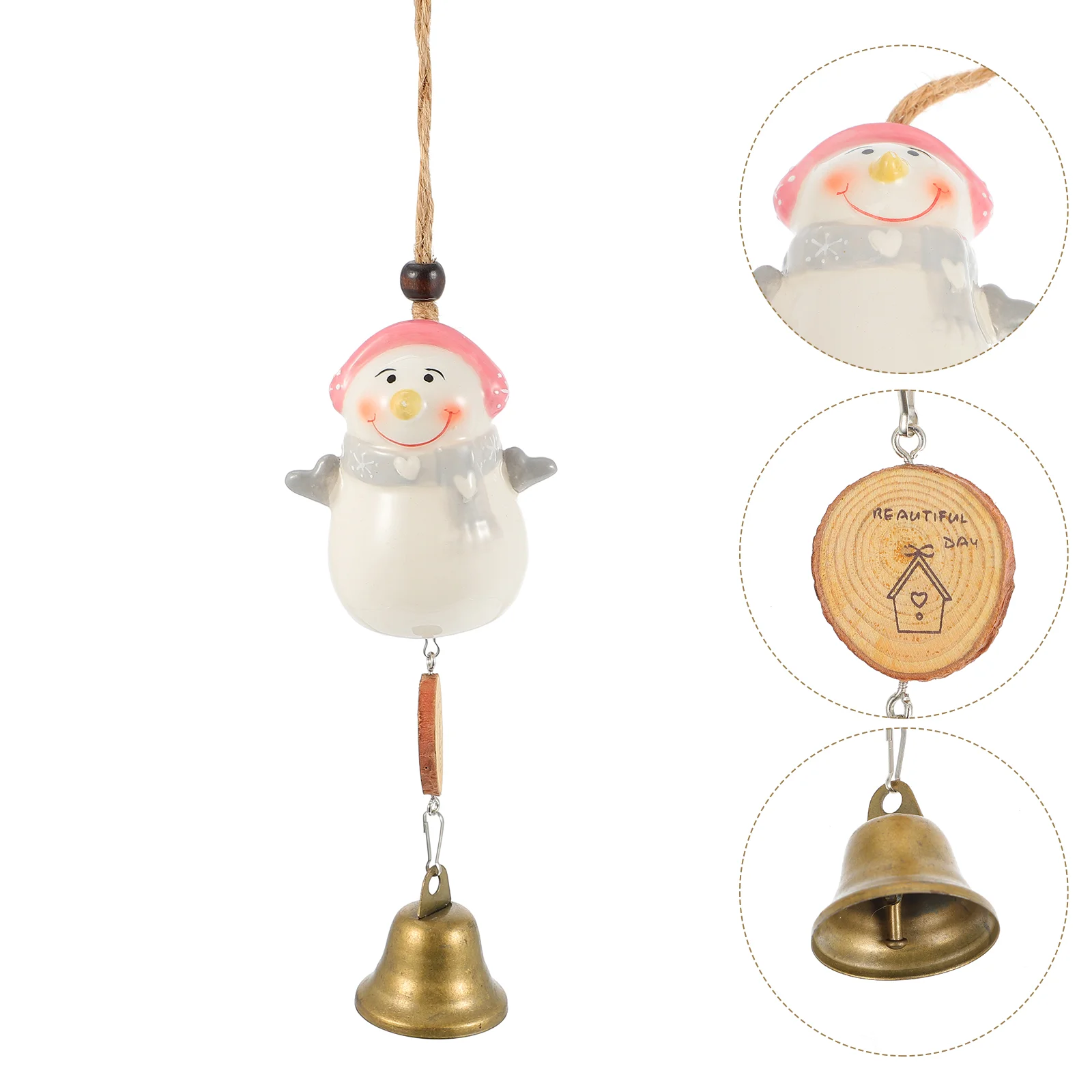 

1 шт. креативный керамический декоративный ветряной колокольчик, подвесной Колокольчик в виде снеговика, подвесной колокольчик