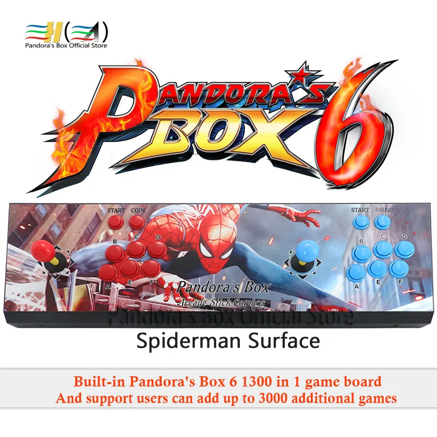 Новинка Pandora Box 6 1300 в 1 2 игрока джойстик игровой автомат консоль поддержка fba mame ps1 3d может добавить 3000 игр tekken pac man