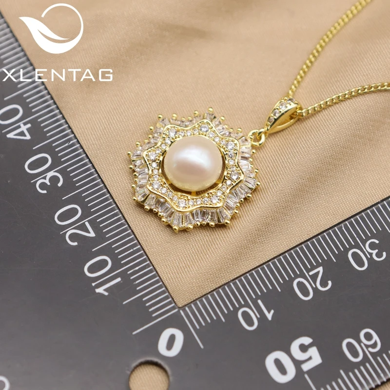Xlentag Латунное позолоченное циркониевое шестигранное ожерелье со снежинкой из