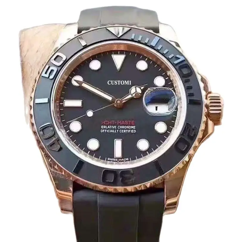 

men's watch automatic mechanical gold case stainless steel black dial storage luminous watch men's B126655