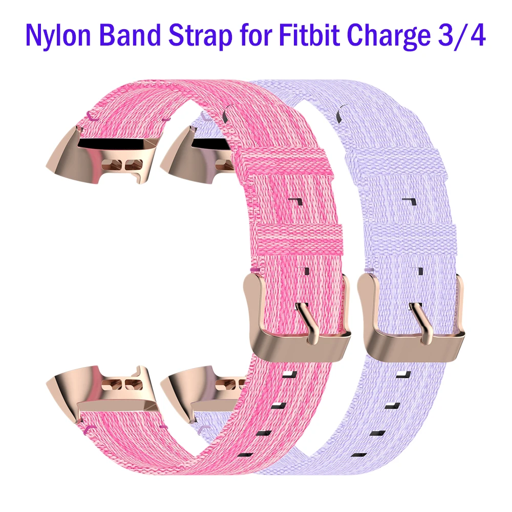 Nylon Woven Bands for Fitbit Charge 3/4 & 3 SE Band Replacement Accessory Straps Wristbands Bracelet Women Pink Luxury | Наручные часы