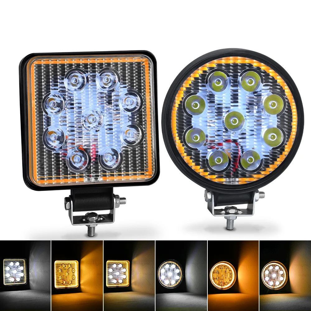 

LED Light Bar Work Light 27W 9barra Square Round Spotlight For 4x4 led bar offroad SUV ATV Tractor Boat Trucks Excavator 12V 24V