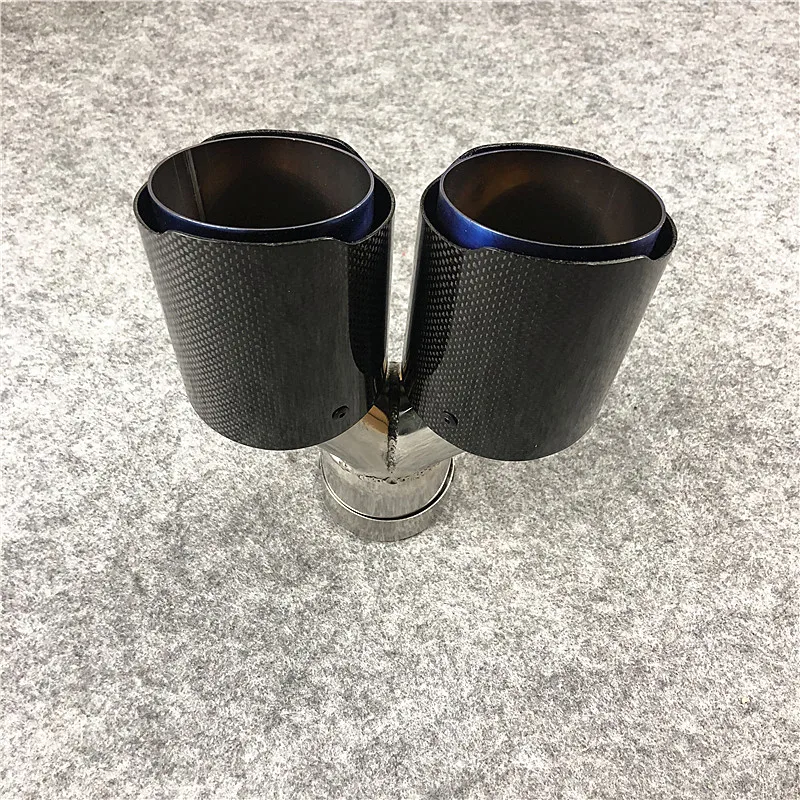 Цельный глянцевый черный + синий глушитель выхлопной трубы наконечник насадки из