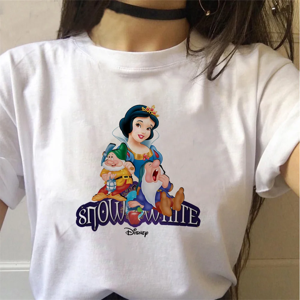 

Disney Cartoon T-shirt Ladies Snow White And The Dwarf T-shirt Casual Summer Kawaii Oversized Short Sleeve Round Neck T-shirt
