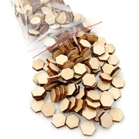 100pcs 10mm wood slices ornaments hexagon shape wood slabs craft for home party decoration diy craft supplies