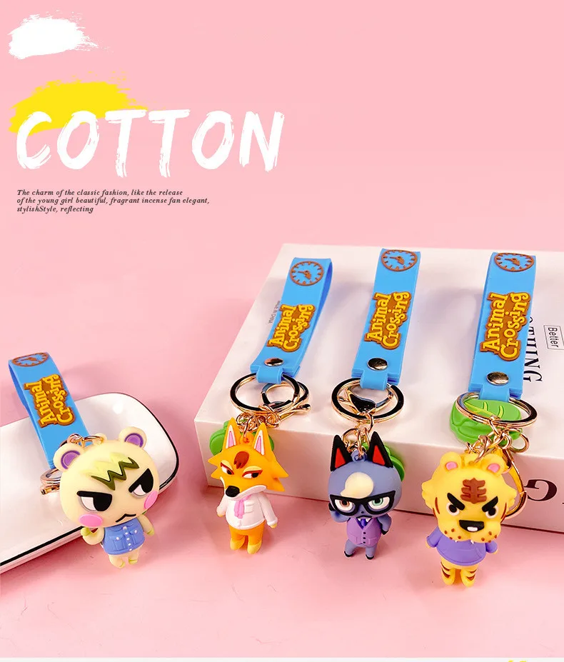 

Game Animal Crossing Silicone Keychain Fashion Game Animal Crossing Fox Cat Leopard Doll Pendant Keyring Charm Jewelry Gift 2020