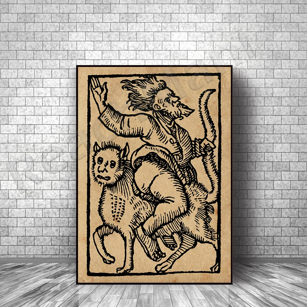 

Witcher goes to the Sabbath, witch magic dark gothic sabbath decoration, mystery, medieval canvas magic print poster