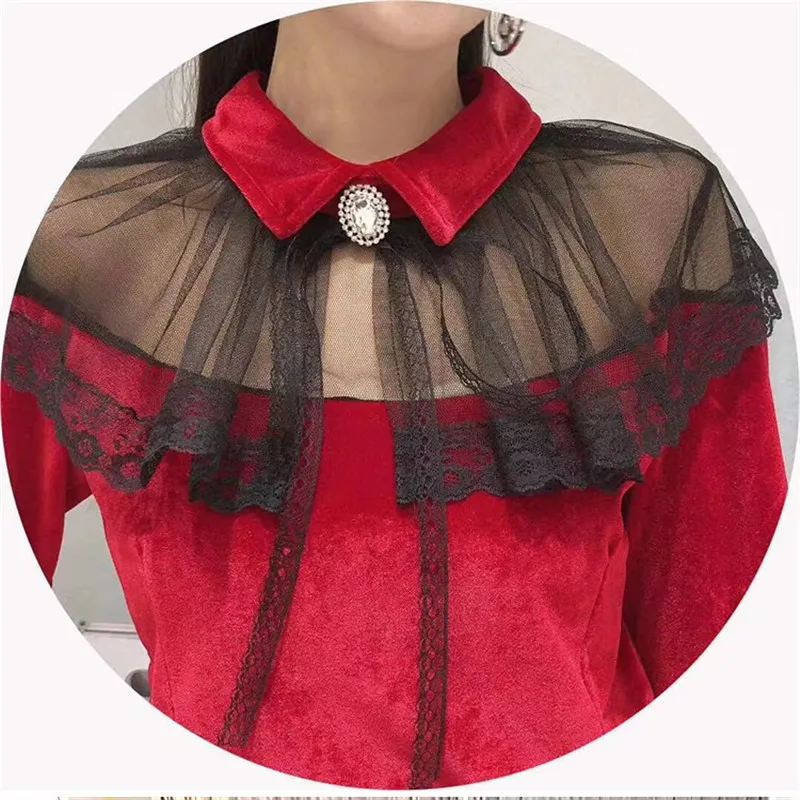 Весенне-осенняя Женская Вельветовая блузка с длинным рукавом и бантом кружевная