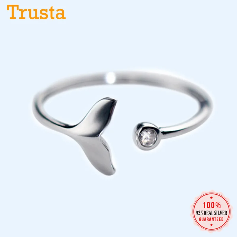 Женские кольца с хвостом русалки Trusta из 100% стерлингового серебра 925 пробы размер 5