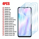4 шт., Защитное стекло для экрана Redmi Note 10 10 Pro 9 9 Pro 8 8 Pro 10S 9S 8S 10T 9T, закаленное стекло для Redmi 9 9A 9C 9T 8 8A 7 7A
