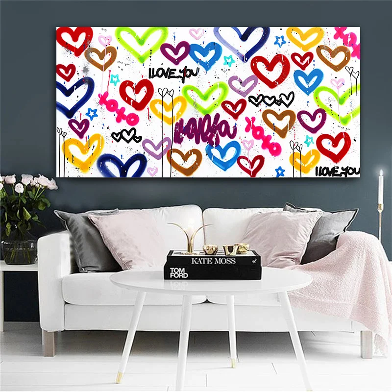 

Wall Pop Art I Love You So Much Canvas Posters Corlorful Loves Canvas Painting Abstract Cartoon Wall Art Pictrue Room Home Decor