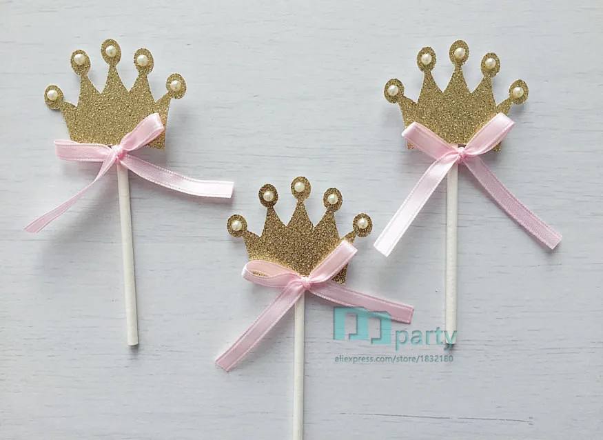 Set of 12 Crown cupcake toppers- crown princess royal Princess theme- first Birthday- little | Дом и сад