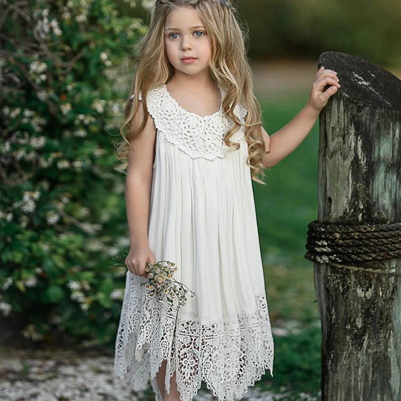 Детское асимметричное платье для девочек с круглым вырезом | Детская одежда и