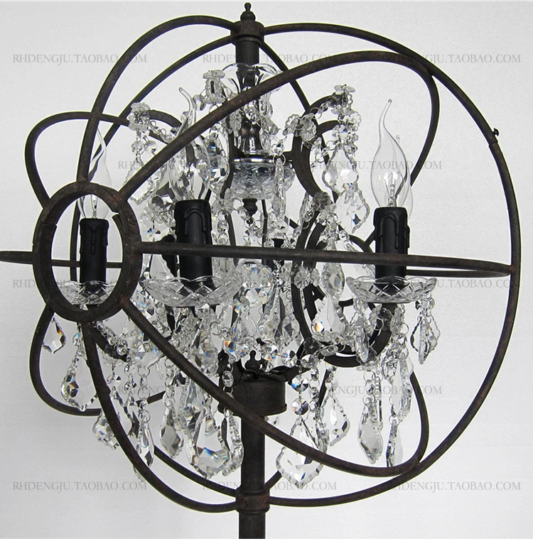 

Moderne wrount Iron Globe Crystal Retro Designer Rh Loft Industrial Style Floor Lamp standing lamp