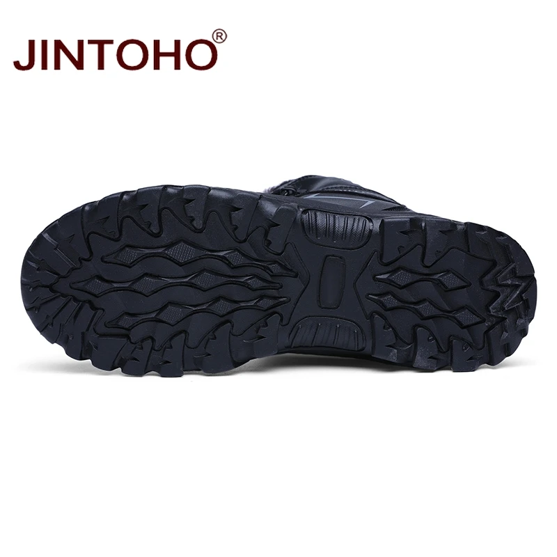 Мужские зимние кроссовки JINTOHO Мужская походная обувь кожаные спортивные мужские