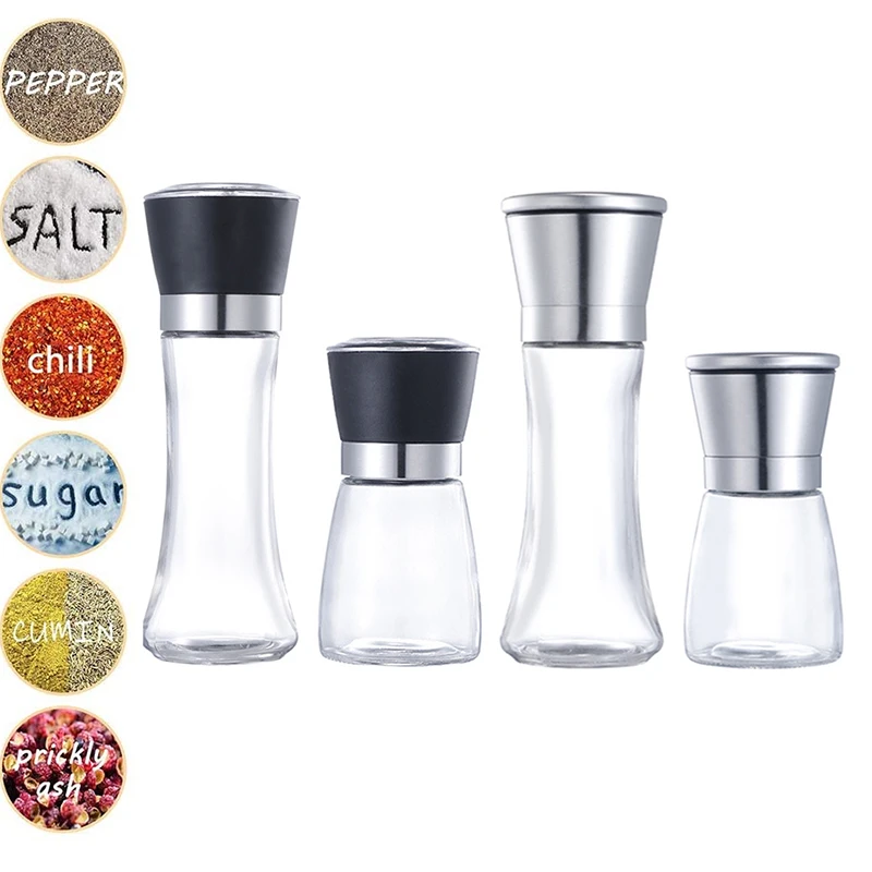 

Stainless Steel Salt and Pepper Mills Manual Food Herb Grinders Spice Jar Containers Kitchen Gadgets Accessories for Cooking