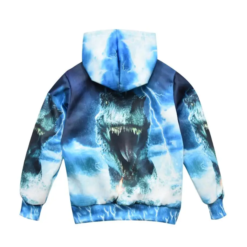 Новинка 2021 худи для мальчиков детский осенний свитшот с капюшоном динозавром
