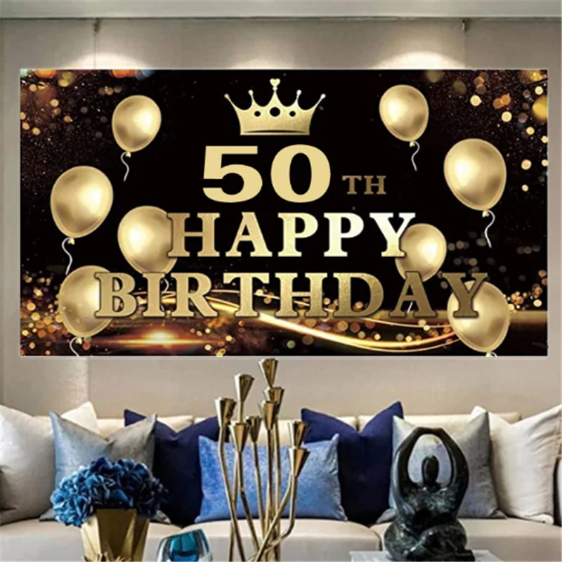 30 40 50 60th день рождения фон Золотой баннер с блестками День украшения для взрослых