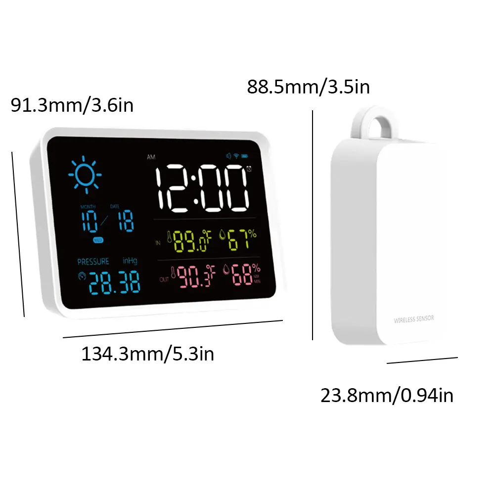 

Digital Weather Station With Wireless Sensor Barometric Forecast Clock Calendar Thermometer No Battery Predict Temperature