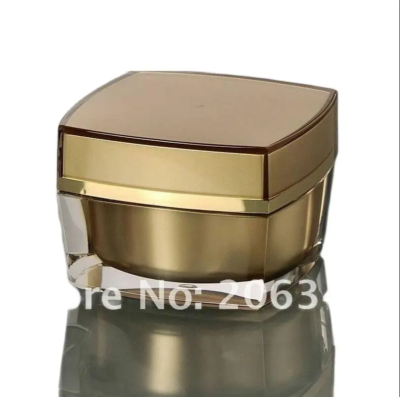 

30 г золотая акриловая Квадратная бутылка для крема, косметический контейнер, банка для крема, косметическая банка, косметическая упаковка