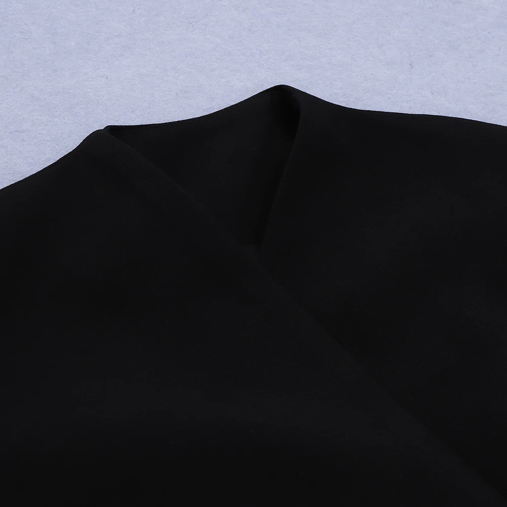 

Halinfer Sexy Women Designer Black Bodycon Long Sleeve V Neck Fashion Dress Ladies Elegant Party Dress