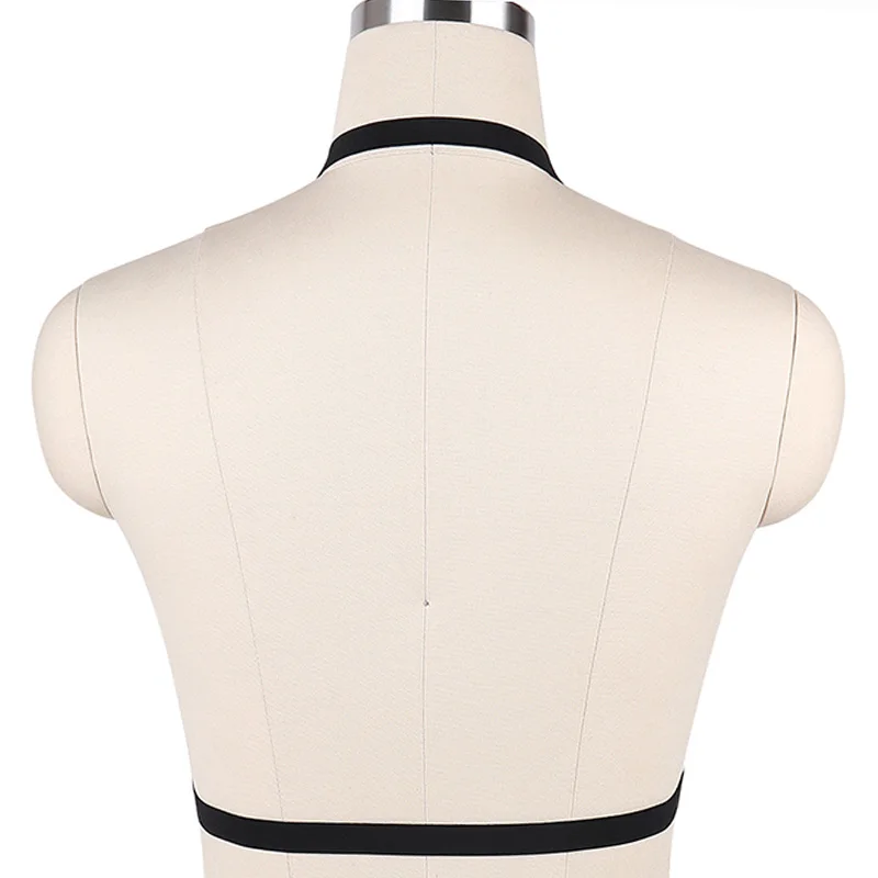 Бюстгальтер с открытой грудью черный регулируемый пояс-портупея для тела