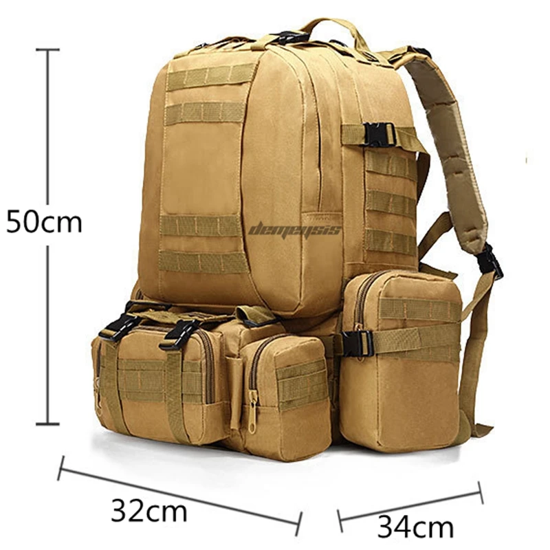 Тактический Камуфляжный Рюкзак Molle большой рюкзак 50л военный армейский для