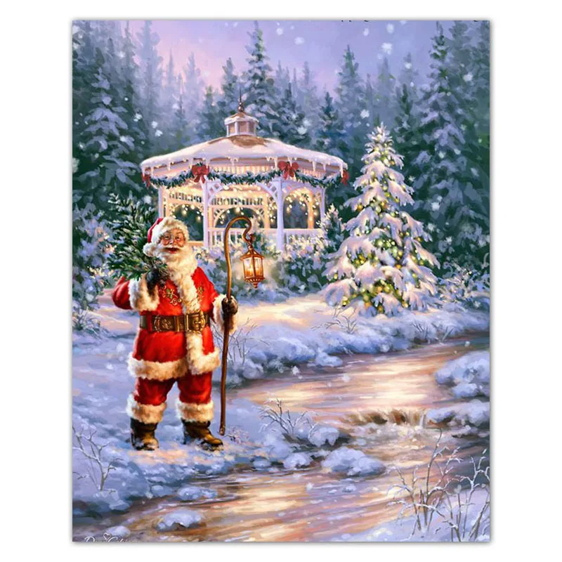 

Diamond Painting Santa Claus Cross Stitch Diamond Embroidery Christmas Full Square Drill Diamond Mosaic Landscape Winter