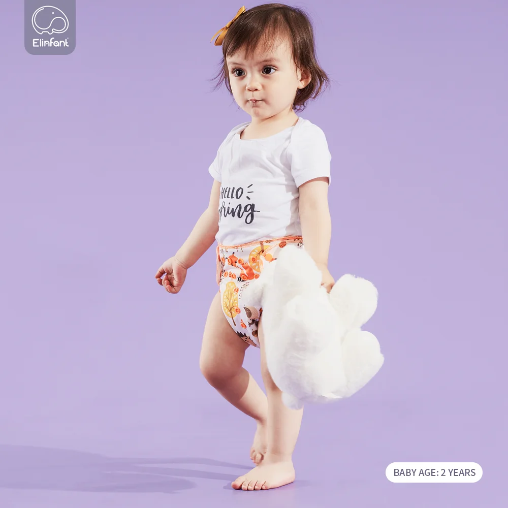 

Elinfant 4pcs Heavy Wetter Hybrid AIO/AI2 Baby Cloth Diaper with 1 piece free Wet Bag fraldas ecolgicas