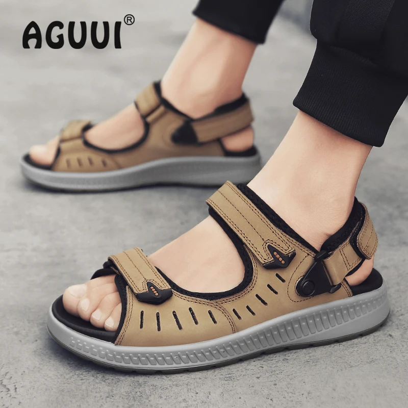 Сандалии мужские из бычьей кожи Нескользящие пляжные туфли для дайвинга и