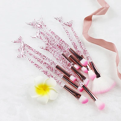 Mermaid Pink Dighealth 10 шт. Единорог макияж кисти набор профессиональных с украшением в виде кристаллов спиральная ручка пудра Make Up кисть, косметические инструменты - Handle Color: Mermaid Pink