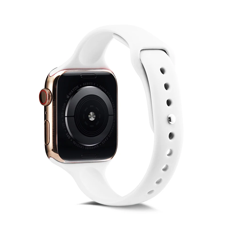 White Ремешок для часов Apple Watch 38 мм 42 мм 44 мм 40 мм IWatch 4 3 2 1 спортивный силиконовый ремешок тонкий браслет аксессуары для часов - Цвет ремешка: White