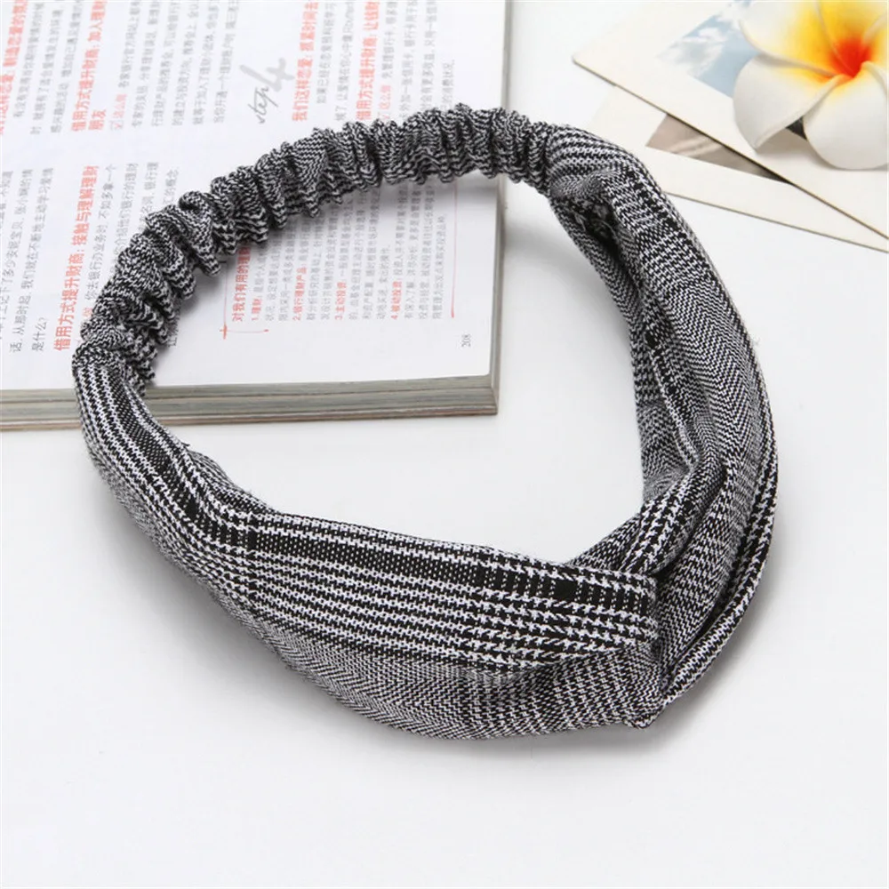 Повязка для волос женская с перехлёстом хлопковая эластичная мягкая лента узлом